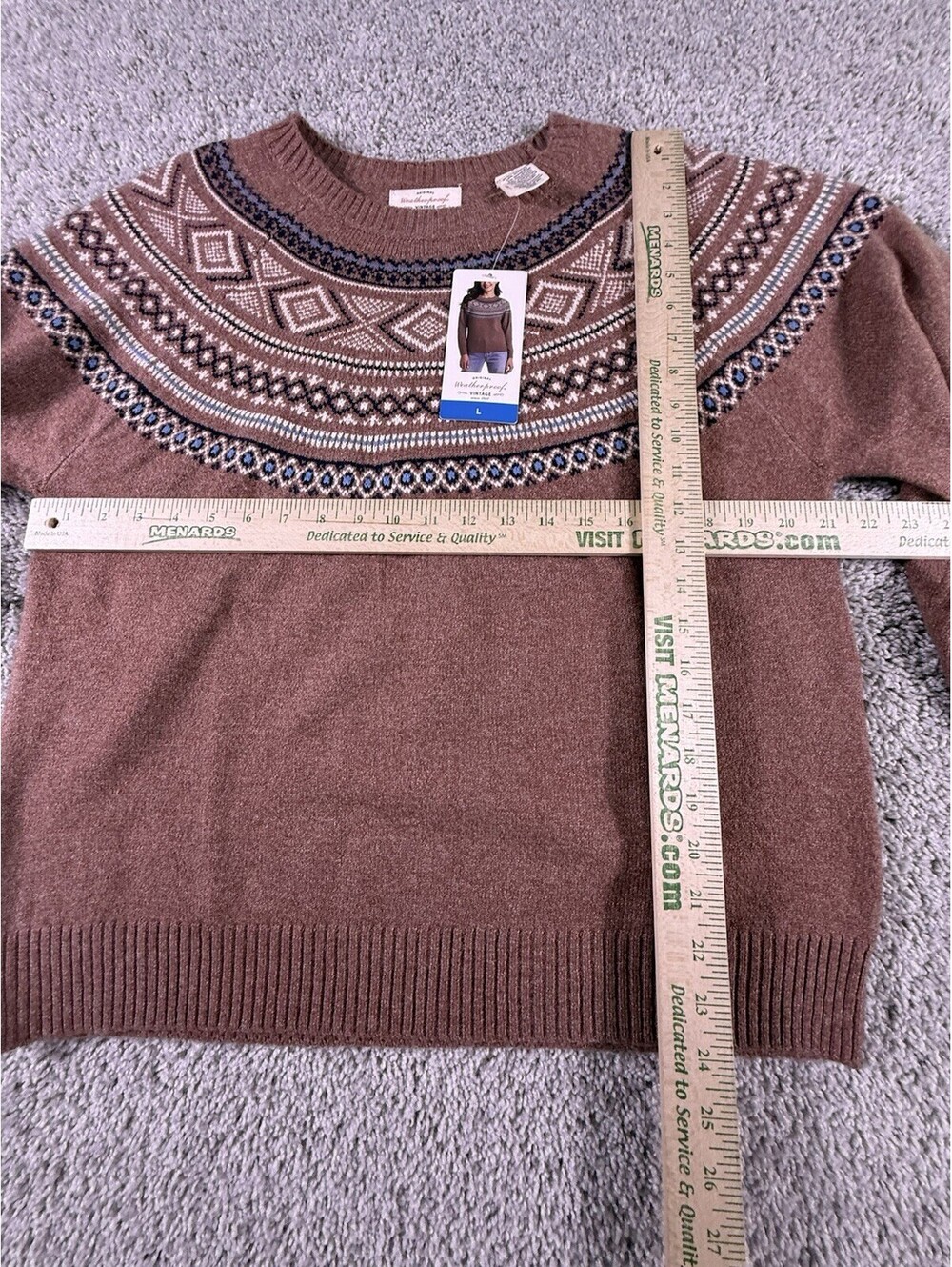 Weatherproof Vintage Women's L Fair Isle Crewneck Sweater Copper Polyester NWT - Picture 8 of 13
